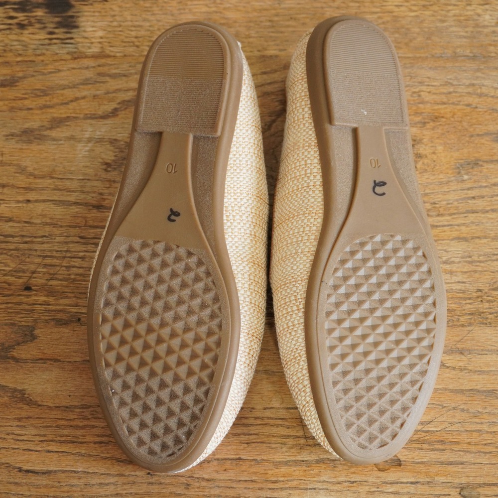 Aerosoles Women Size 10 Beige Flat Tan Woven Raffia Loafers Smoking Slipper Shoe - Picture 7 of 7